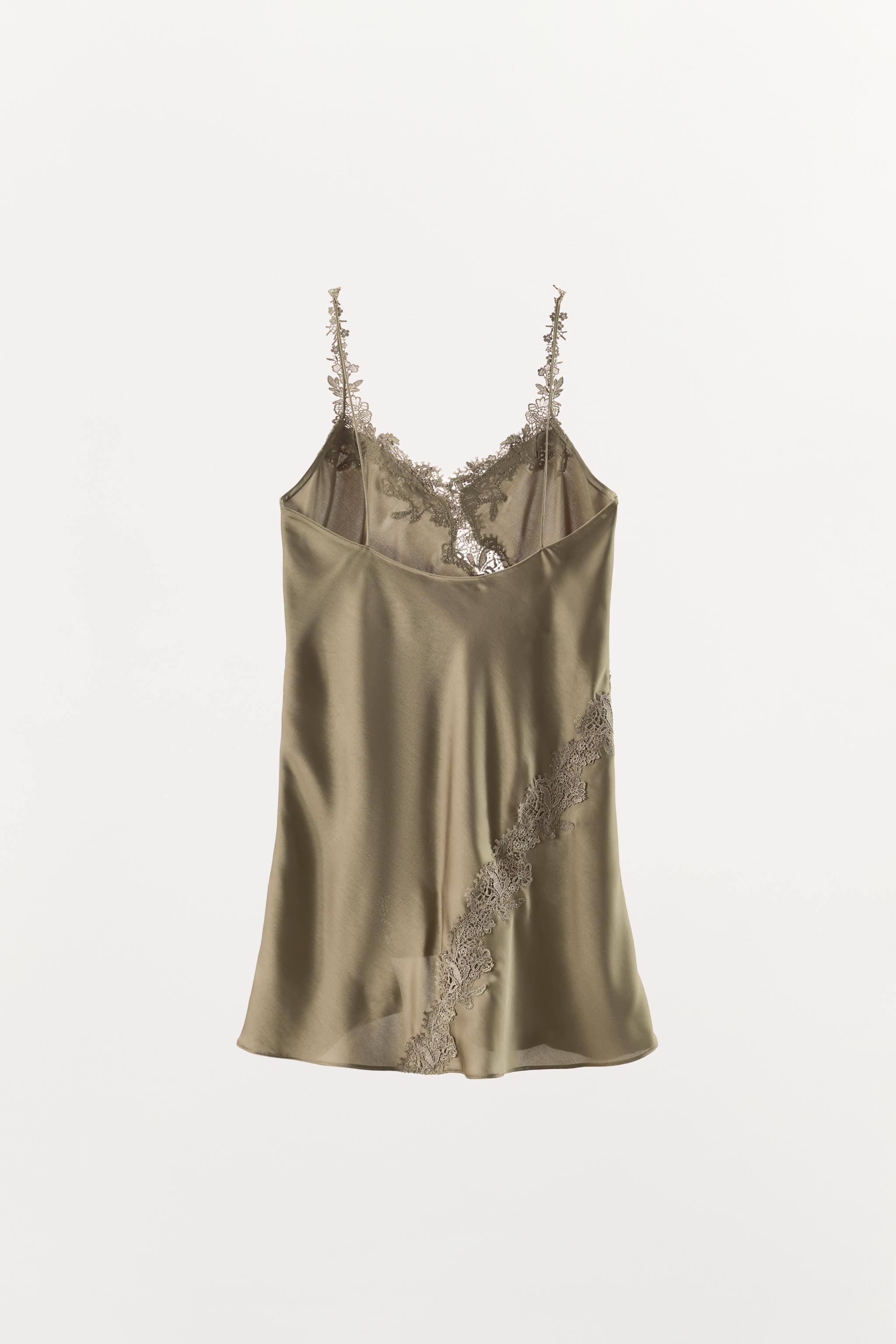 SATIN EFFECT LACE MINI DRESS